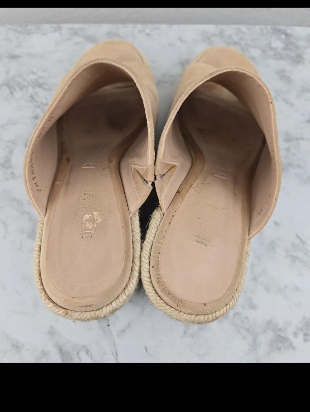 Stuart Weitzman Beige Suede Espadrille Wedge Slide